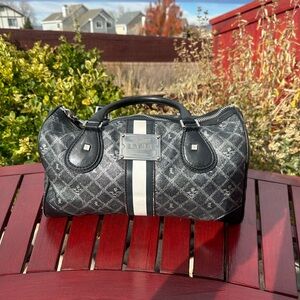 LAMB - Gwen Luxurious Black and Gray with White Stripe bag